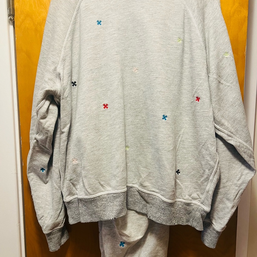 THE GREAT. Classic Grey Embroidered Sweatsuit - Picture 3 of 13